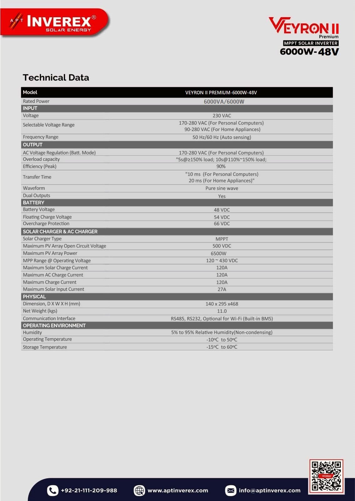 Inverex Veyron II 6KW 48V – Solar Inverters 2 Inverex Veyron II 6KW 48V – Solar Inverters - Image 2