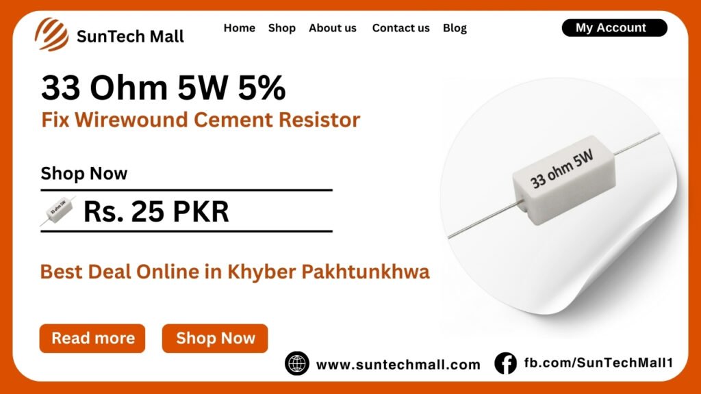 Buy 33 Ohm 5W 5% Fixed Wirewound Cement Resistor in Peshawar 2 33 Ohm 5W